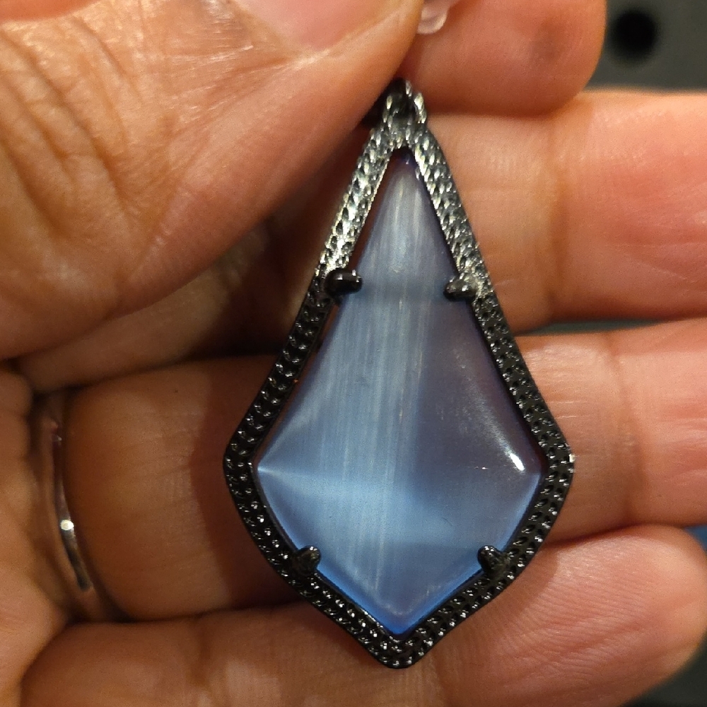 Kendra Scott Silver and Blue Geometric Earrings - Picture 4 of 4